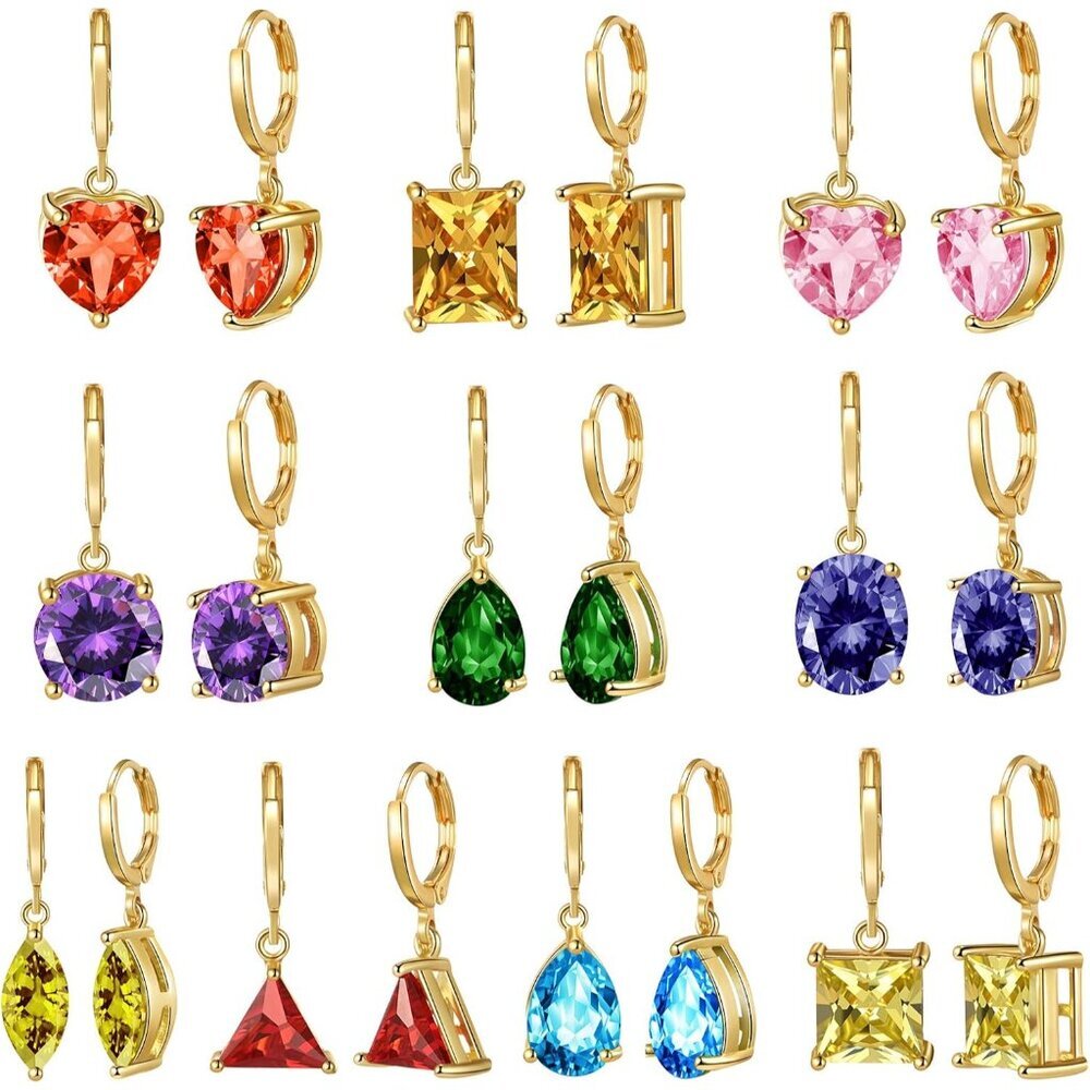 10 Pairs Dangle Earrings for women Fashion Pack- Flawless Cubic Zirconia Leverba